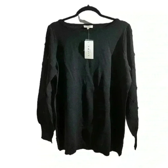 NWT Laura Plus Black Beaded Sweater PTP 23”-24 - Picture 6 of 15
